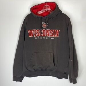 Vintage Campus Heritage Black Wisconsin Badgers Hoodie Sweatshirt Size XL